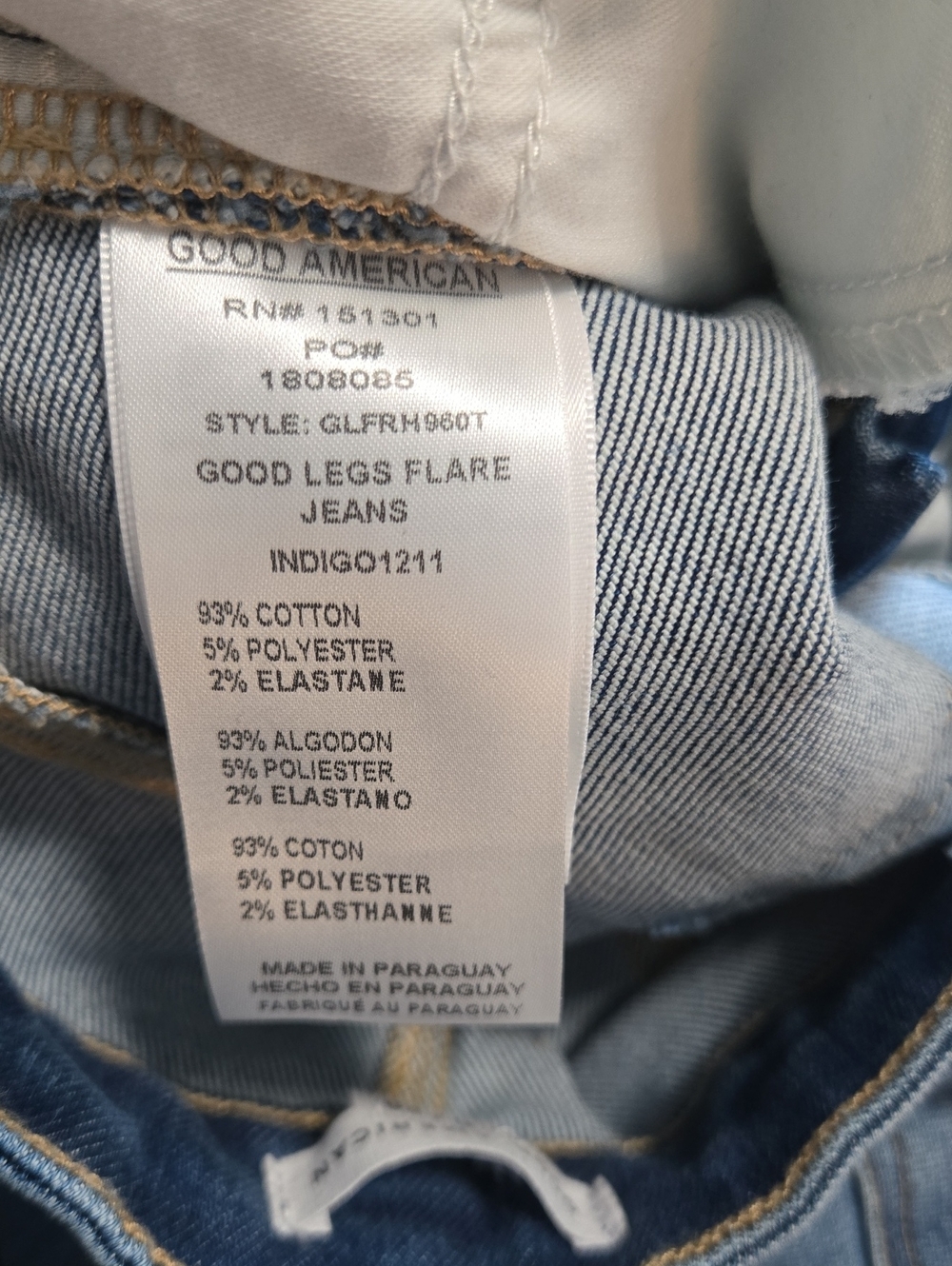 Good American Good Legs Mid-Rise Flare Jeans Indigo1211 Retro Size 6/28 NWT - Picture 16 of 16
